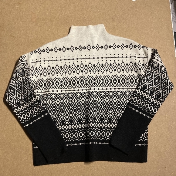 Joie Black White Fair Isle High Mock Neck Long Sleeve Pullover Sweater Sz Small - Picture 2 of 7